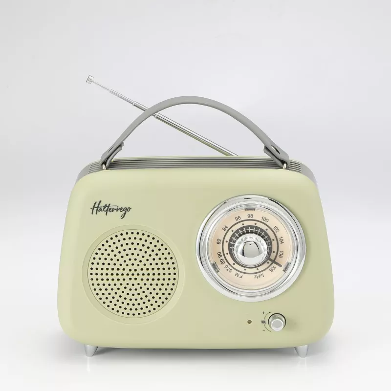 Enceinte/Radio HALTERREGO rétro 2, 5W RMS, Bluetooth, Radio FM, lecteur USB, Aux IN, batterie rechargeable, vert olive