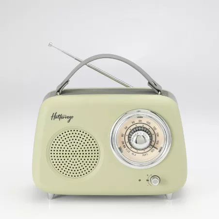 Enceinte/Radio HALTERREGO rétro 2, 5W RMS, Bluetooth, Radio FM, lecteur USB, Aux IN, batterie rechargeable, vert olive