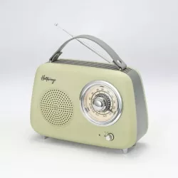 Enceinte/Radio HALTERREGO rétro 2, 5W RMS, Bluetooth, Radio FM, lecteur USB, Aux IN, batterie rechargeable, vert olive