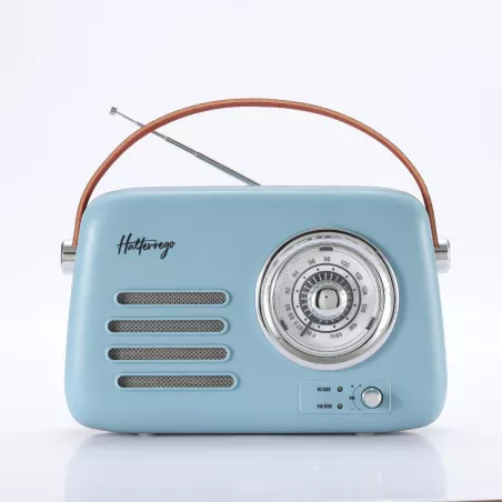 Enceinte/Radio HALTERREGO rétro 3, 5W RMS, Bluetooth, Radio FM, lecteur USB, Aux IN, batterie rechargeable, bleu