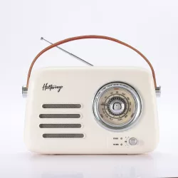 Enceinte/Radio HALTERREGO rétro 3, 5W RMS, Bluetooth, Radio FM, lecteur USB, Aux IN, batterie rechargeable, blanc crème