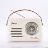 Enceinte/Radio HALTERREGO rétro 3, 5W RMS, Bluetooth, Radio FM, lecteur USB, Aux IN, batterie rechargeable, blanc crème