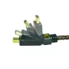 Câble HDMI 1.4 M/M, fiche or 2 mètres , nylon tressé, Ehternet 1 côté 90°c fixe, 1 côté inclinable vendu en cavalier