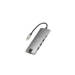 Hub USB-C pour Macbook&PC 8 ports: USB x 3 + HDMI 4k*2k@30Hz +RJ45 1000Mbit/s + USB-C (charge 60W et transfert) +lecteur SD et…