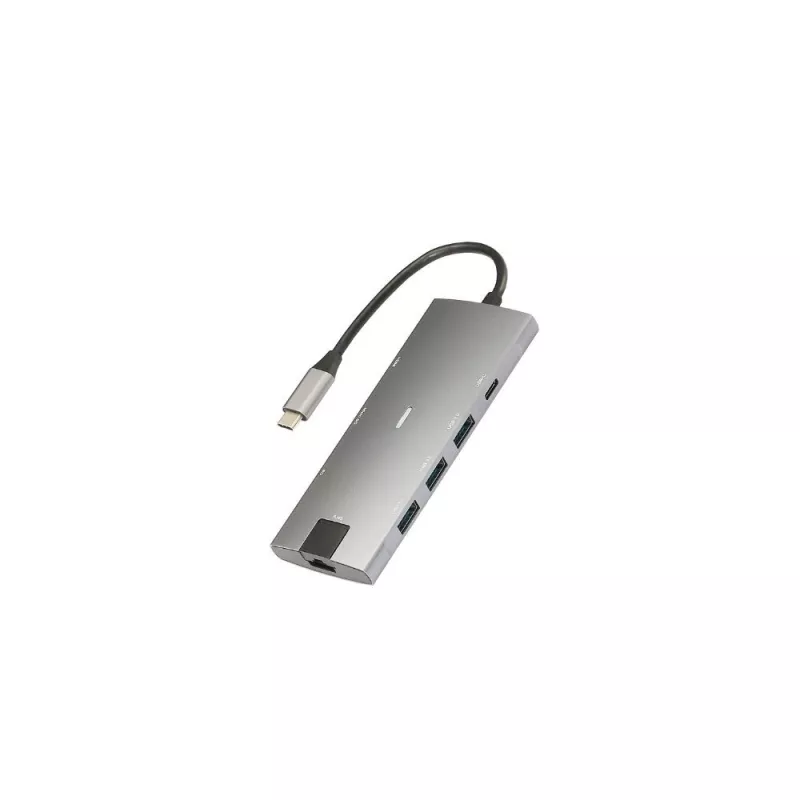 Hub USB-C pour Macbook&PC 8 ports: USB x 3 + HDMI 4k*2k@30Hz +RJ45 1000Mbit/s + USB-C (charge 60W et transfert) +lecteur SD et…