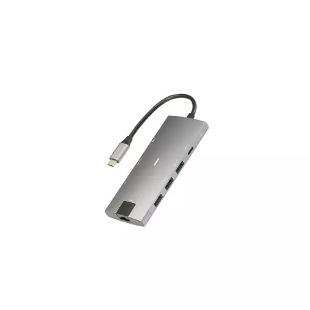 Hub USB-C pour Macbook&PC 8 ports: USB x 3 + HDMI 4k*2k@30Hz +RJ45 1000Mbit/s + USB-C (charge 60W et transfert) +lecteur SD et…