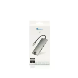 Hub USB-C pour Macbook&PC 8 ports: USB x 3 + HDMI 4k*2k@30Hz +RJ45 1000Mbit/s + USB-C (charge 60W et transfert) +lecteur SD et…