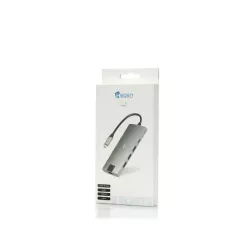 Hub USB-C pour Macbook&PC 8 ports: USB x 3 + HDMI 4k*2k@30Hz +RJ45 1000Mbit/s + USB-C (charge 60W et transfert) +lecteur SD et…