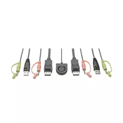 Eaton - Commutateur KVM 2 ports DisplayPort 1.1/USB avec audio/ vidéo, câbles intégrés partage de périphériques USB.