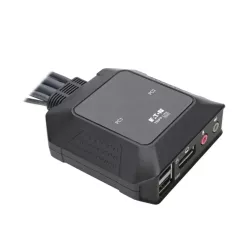 Eaton - Commutateur KVM 2 ports DisplayPort 1.1/USB avec audio/ vidéo, câbles intégrés partage de périphériques USB.