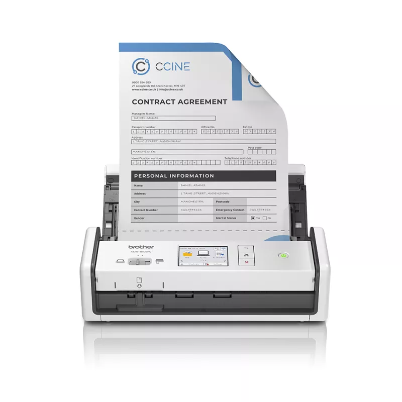 BROTHER ADS1800W Scanner de documents compact, recto-verso, 30ppm, 600dpi, 512Mo, chargeur 20f, Wifi, Wifi-direct,USB-C