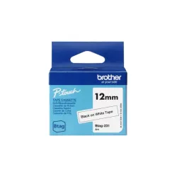 BROTHER Ruban BTAG231 12MM Noir sur Blanc non laminé
