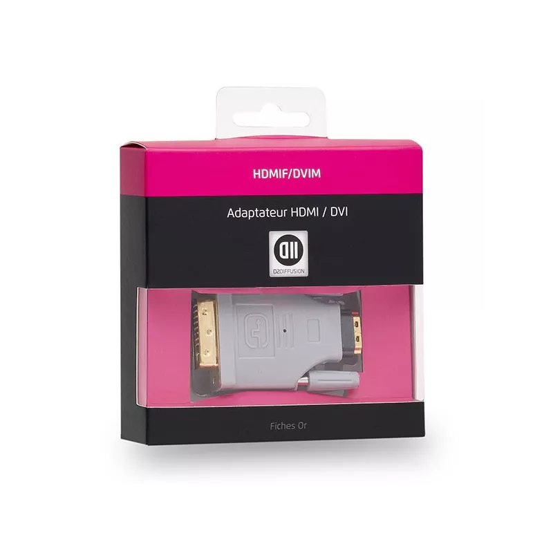 Adaptateur HDMI femelle/DVI mâle Fiches Or DVI-D 24+1