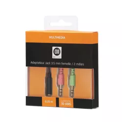 Adaptateur 1JK F/2JK M 3.5mm 0.20cm utilisation avec des casques micro