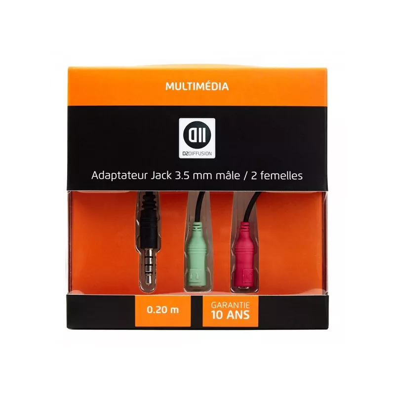 Adaptateur 1JK M/2JK F 3.5mm 0.20cm utilisation avec des casques micro