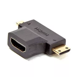 Adaptateur 2 en 1 HDMI port micro HDMI + mini HDMI mâle port HDMI femelle connecteurs OR