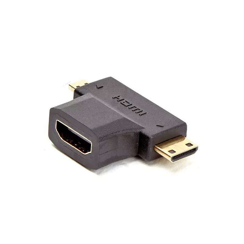 Adaptateur 2 en 1 HDMI port micro HDMI + mini HDMI mâle port HDMI femelle connecteurs OR