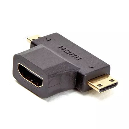 Adaptateur 2 en 1 HDMI port micro HDMI + mini HDMI mâle port HDMI femelle connecteurs OR