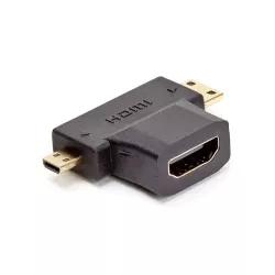 Adaptateur 2 en 1 HDMI port micro HDMI + mini HDMI mâle port HDMI femelle connecteurs OR