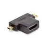 Adaptateur 2 en 1 HDMI port micro HDMI + mini HDMI mâle port HDMI femelle connecteurs OR