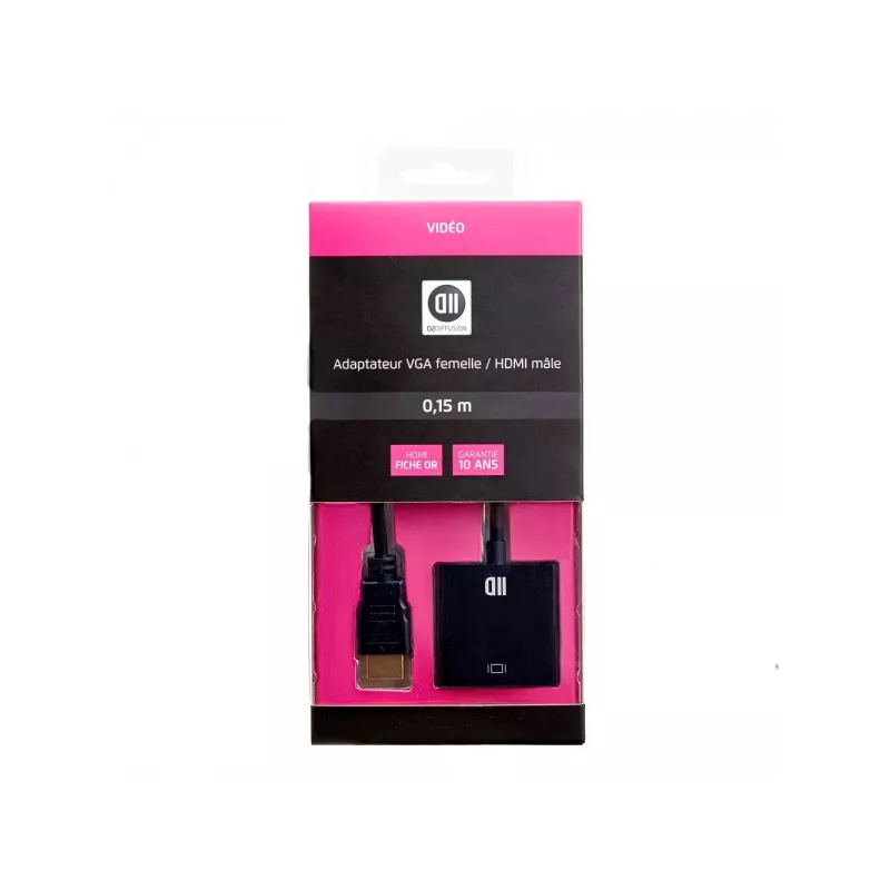 Adaptateur VGA femelle / HDMI mâle connecteur VGA nikel connecteur HDMI or 0.15m / noir