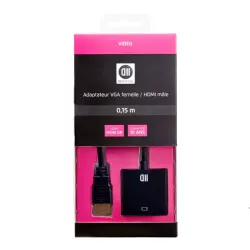 Adaptateur VGA femelle / HDMI mâle connecteur VGA nikel connecteur HDMI or 0.15m / noir