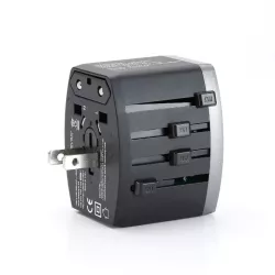 Adaptateur de voyage universel multi-pays avec 1 port USB A + 1 port USB-C - fast charge 30W - type de prises UK/US/AU/EU