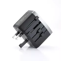 Adaptateur de voyage universel multi-pays avec 1 port USB A + 1 port USB-C - fast charge 30W - type de prises UK/US/AU/EU