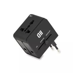 Adaptateur multi pays 2USB 2A noir