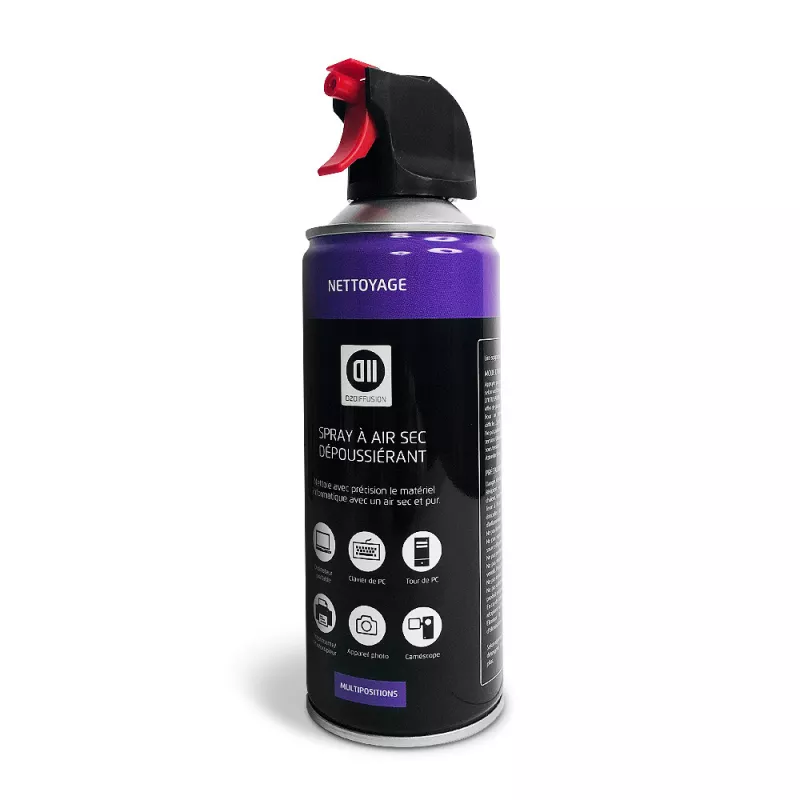 Spray à air sec dépoussiérant 520ml brut - 200 ml net Multipositions : tête en haut et tête en bas