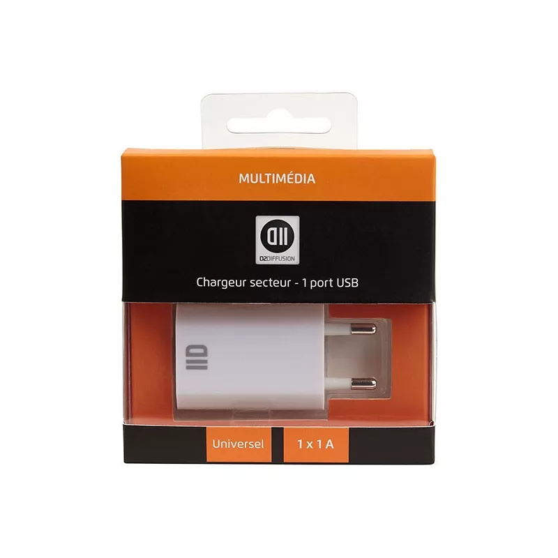 Chargeur secteur 1 USB 1A blanc design plat