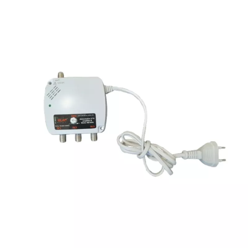Alimentation 12V pour amplificateur TV - Filtre 4G/5G - 3 sorties TV - Fréq max 694Mhz - Blanc