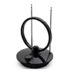 Antenne TV intérieure 50db - ronde amplifiéeUHF/VHFavec filtre 4G noire - gain maximum 50db - Portée de l'antenne 25 km