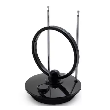 Antenne TV intérieure 50db - ronde amplifiéeUHF/VHFavec filtre 4G noire - gain maximum 50db - Portée de l'antenne 25 km