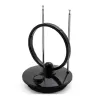 Antenne TV intérieure 50db - ronde amplifiéeUHF/VHFavec filtre 4G noire - gain maximum 50db - Portée de l'antenne 25 km