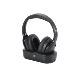 Casque TV sans fil avec base de recharge - réglable et pliable - autonomie 35h - portée 30m - noir
