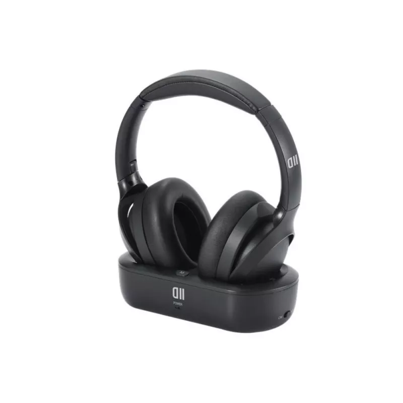 Casque TV sans fil avec base de recharge - réglable et pliable - autonomie 35h - portée 30m - noir