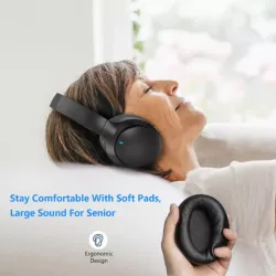 Casque TV sans fil avec base de recharge - réglable et pliable - autonomie 35h - portée 30m - noir