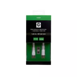 Câble Coaxial mâle/femelle 9.52 mm +adaptateur mâle/mâle 1.50 m,Blanc