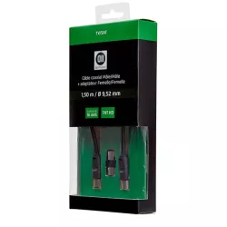 Câble antenne mâle/mâle 9.52 mm + adaptateur femelle/femelle 1.5M noir