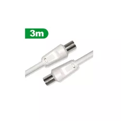 Câble Coaxial mâle/femelle 9,52mm +1 adaptateur mâle/mâle 3 m Blanc