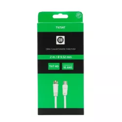 Câble Coaxial/Satellite 9.52 mm mâle/mâle - 2m - blanc