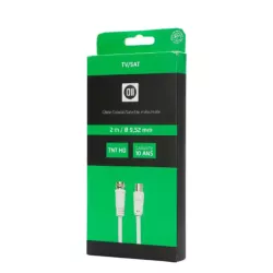 Câble Coaxial/Satellite 9.52 mm mâle/mâle - 2m - blanc