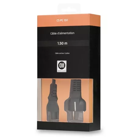 Câble alimentation secteur Europa IEC C13 - pour PC fixe / moniteur Coloris noir - 1m50
