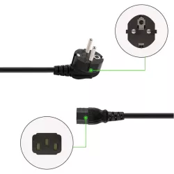 Câble alimentation secteur Europa IEC C13 - pour PC fixe / moniteur Coloris noir - 1m50