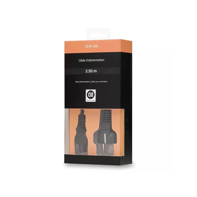 Câble alimentation secteur 3 pôles IEC C5 - trèfle - pour PC portables Coloris noir - 2,50¨m