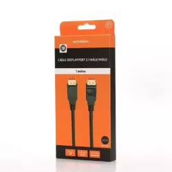 Câble Displayport 2.1 mâle/mâle avec verrouillage - connecteurs plaqués or - certifié VESA - 80Gbps - 16k@60Hz - 1m - Noir