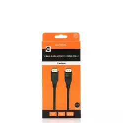 Câble Displayport 2.1 mâle/mâle avec verrouillage - connecteurs plaqués or- certifié VESA - 40Gbps- 16k@30Hz - 2m - Noir