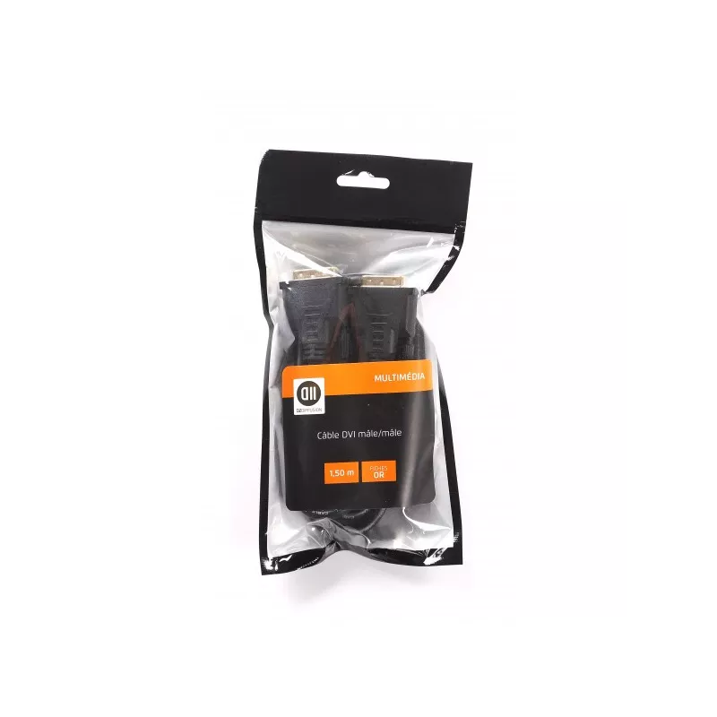Câble DVI/DVI mâle/mâle 1.5m noir vendu en SACHET DVI-I 24+5