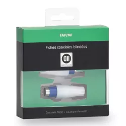 2 Fiches Coax Mâle + Femelle 9.52mm